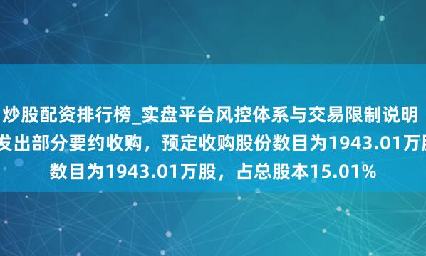 炒股配资排行榜_实盘平台风控体系与交易限制说明 盟国吊顶：明盛智能发出部分要约收购，预定收购股份数目为1943.01万股，占总股本15.01%