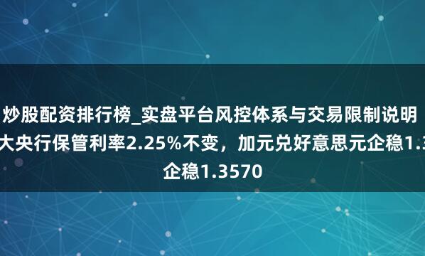 炒股配资排行榜_实盘平台风控体系与交易限制说明 加拿大央行保管利率2.25%不变,加元兑好意思元企稳1.3570