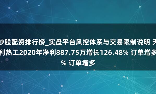 炒股配资排行榜_实盘平台风控体系与交易限制说明 天利热工2020年净利887.75万增长126.48% 订单增多
