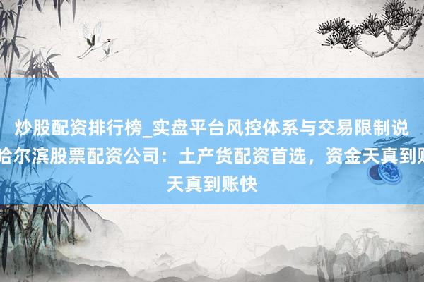 炒股配资排行榜_实盘平台风控体系与交易限制说明 哈尔滨股票配资公司：土产货配资首选，资金天真到账快